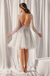 Shop_Cherie D_Grey Tulle Embroidery Round Embellished Dress _at_Aza_Fashions