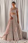 Buy_Cherie D_Grey Silk Embroidery Round Bridal Lehenga Set _at_Aza_Fashions