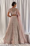 Shop_Cherie D_Grey Silk Embroidery Round Bridal Lehenga Set _at_Aza_Fashions