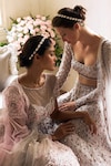Shop_Cherie D_Grey Silk Embroidery Round Bridal Lehenga Set _Online_at_Aza_Fashions