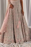 Cherie D_Grey Silk Embroidery Round Bridal Lehenga Set _at_Aza_Fashions