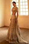 Buy_Cherie D_Beige Silk Embroidery Round Bridal Lehenga Set _at_Aza_Fashions