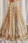 Cherie D_Beige Silk Embroidery Round Bridal Lehenga Set _at_Aza_Fashions