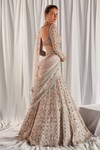 Shop_Cherie D_Silver Silk Embroidery Scoop Neck Bridal Lehenga Set _at_Aza_Fashions