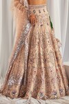 Cherie D_Peach Silk Embroidery Sweetheart Neck Lehenga Set _at_Aza_Fashions