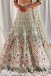 Cherie D_Green Silk Embroidery Sweetheart Neck Cape And Lehenga Set _at_Aza_Fashions