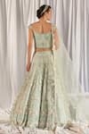 Shop_Cherie D_Green Silk Embroidery Square Neck Bridal Lehenga Set _at_Aza_Fashions