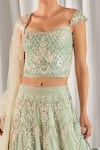 Shop_Cherie D_Green Silk Embroidery Square Neck Bridal Lehenga Set _Online_at_Aza_Fashions
