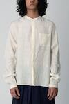 Rajesh Pratap Singh_Beige Handloom Linen Shirt _at_Aza_Fashions