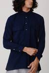 Buy_Rajesh Pratap Singh_Blue Handloom Cotton Shirt _Online_at_Aza_Fashions