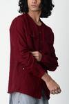 Shop_Rajesh Pratap Singh_Maroon Handloom Linen Shirt _Online_at_Aza_Fashions
