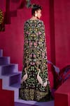 Shop_Limerick by Abirr N' Nanki_Black Crepe Floral And Bird Print Scoop Neck Lucy Cape & Draped Skirt Set _at_Aza_Fashions