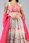 Shop Geisha Designs Pink Viscose Embroidery Thread Floral Anarkali With Dupatta Online at Aza Fashions Shop_Geisha Designs_Pink Viscose Embroidery Thread Floral Anarkali With Dupatta _Online_at_Aza_Fashions