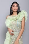 Buy_Geisha Designs_Green Embroidered Melody Flared Ruffle Gown  _at_Aza_Fashions