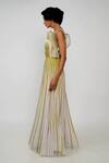 Geisha Designs_Green Round Laurel Braided Flared Gown  _Online_at_Aza_Fashions