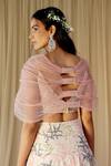 Shop Geisha Designs Pink Silk And Nylon Embroidery Thread & Sequin V Neck Shrug Lehenga Set at Aza Fashions Shop_Geisha Designs_Pink Silk And Nylon Embroidery Thread & Sequin V Neck Shrug Lehenga Set _at_Aza_Fashions