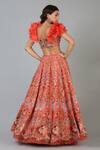 Shop Geisha Designs Orange Viscose Embroidery Sequin And Thread Talia Floral Lehenga Set at Aza Fashions Shop_Geisha Designs_Orange Viscose Embroidery Sequin And Thread Talia Floral Lehenga Set _at_Aza_Fashions