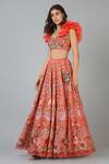 Geisha Designs Orange Viscose Embroidery Sequin And Thread Talia Floral Lehenga Set Online at Aza Fashions Geisha Designs_Orange Viscose Embroidery Sequin And Thread Talia Floral Lehenga Set _Online_at_Aza_Fashions