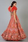 Shop Geisha Designs Orange Viscose Embroidery Sequin And Thread Talia Floral Lehenga Set Online at Aza Fashions Shop_Geisha Designs_Orange Viscose Embroidery Sequin And Thread Talia Floral Lehenga Set _Online_at_Aza_Fashions