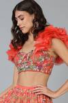 Geisha Designs Orange Viscose Embroidery Sequin And Thread Talia Floral Lehenga Set at Aza Fashions Geisha Designs_Orange Viscose Embroidery Sequin And Thread Talia Floral Lehenga Set _at_Aza_Fashions