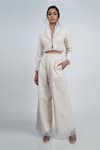 Buy Geisha Designs White Shawl Collar Cropped Jacket And Pant Set Online at Aza Fashions Buy_Geisha Designs_White Shawl Collar Cropped Jacket And Pant Set _Online_at_Aza_Fashions