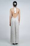 Shop Geisha Designs White Halter Trinity Sequin Backless Jumpsuit at Aza Fashions Shop_Geisha Designs_White Halter Trinity Sequin Backless Jumpsuit _at_Aza_Fashions