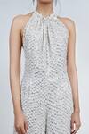 Buy Geisha Designs White Halter Trinity Sequin Backless Jumpsuit Buy_Geisha Designs_White Halter Trinity Sequin Backless Jumpsuit