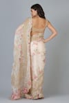 Shop_Geisha Designs_Pink Blouse Nylon Embroidered Floral Boat Thalia Silk Saree Set  _at_Aza_Fashions