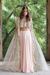 Buy_Prathyusha Garimella_Pastel Pink Asymmetric Kurta And Lehenga_at_Aza_Fashions