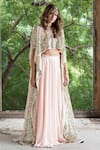 Shop_Prathyusha Garimella_Pastel Pink Asymmetric Kurta And Lehenga_at_Aza_Fashions