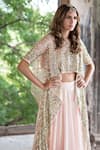 Prathyusha Garimella_Pastel Pink Asymmetric Kurta And Lehenga_Online_at_Aza_Fashions