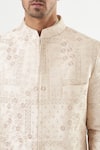 Kasbah_Ivory Silk Embroidered Floral Pattern Sherwani Set _Online_at_Aza_Fashions