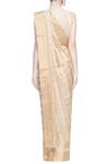 Shop_Prama by Pratima Pandey_Gold Kora Cotton Embroidered Resham Work Chanderi Silk Striped Saree For Women_at_Aza_Fashions