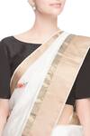 Buy_Prama by Pratima Pandey_Gold Kora Cotton Embroidered Thread Work Chanderi Silk Saree For Women_Online_at_Aza_Fashions