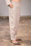 Linen Bloom_Beige Pure Linen Pants _Online_at_Aza_Fashions