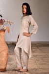 Shop_Linen Bloom_Beige Pure Linen Embroidery Round Tunic _Online_at_Aza_Fashions