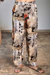 Linen Bloom_Multi Color Pure Linen Collage Print Pants _Online_at_Aza_Fashions