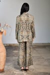 Shop_Linen Bloom_Multi Color Pure Linen Embroidery Open Aztec Print Jacket _at_Aza_Fashions