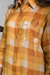 Buy_Linen Bloom_Yellow Pure Linen Embroidery Round Checks Tunic _Online_at_Aza_Fashions