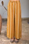 Buy_Linen Bloom_Yellow Pure Linen Pants _Online_at_Aza_Fashions