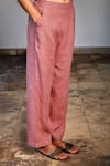 Buy_Linen Bloom_Pink Pure Linen Pants _Online_at_Aza_Fashions