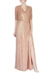 Buy_Huemn_Gold Georgette Embellished Gown_at_Aza_Fashions