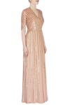 Huemn_Gold Georgette Embellished Gown_Online_at_Aza_Fashions