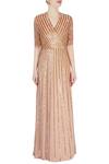 Shop_Huemn_Gold Georgette Embellished Gown_Online_at_Aza_Fashions