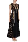 Ayesha Aejaz_Black Raw Silk Embroidered Floral Jewel Neck Tunic For Women_Online_at_Aza_Fashions