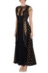 Buy_Ayesha Aejaz_Black Raw Silk Embroidered Floral Jewel Neck Tunic For Women_Online_at_Aza_Fashions
