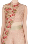 Ayesha Aejaz_Peach Embellished Overlay Jumpsuit  _at_Aza_Fashions