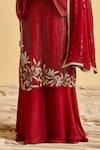 Buy_Lahario_Maroon Kurta And Dupatta Georgette Embroidery Zardozi Round Set _Online_at_Aza_Fashions