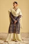 Buy_LAHARIO_Beige Dupatta Chiffon Self, Kurta Chanderi Silk Tissue, Sharara Satin Set _at_Aza_Fashions