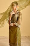 Buy_Lahario_Green Kurta Bandhani Print Organza Mirror Bandhej Set _Online_at_Aza_Fashions